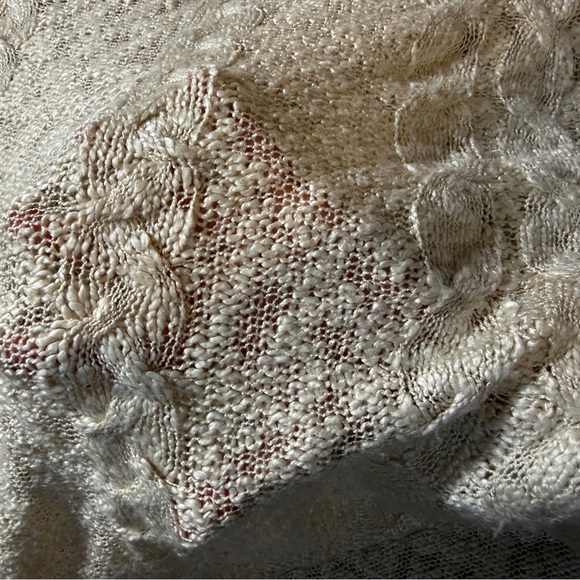 Olivia Sky Cream Open-Knit Tassel Fringe Sweater - Size 1X - Picture 7 of 9